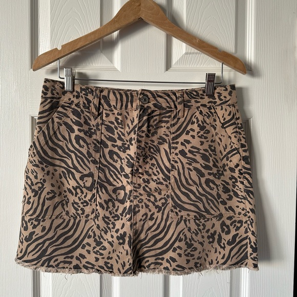 Denim Animal Print Mini Skirt Forever 21 Size Large - Picture 1 of 9